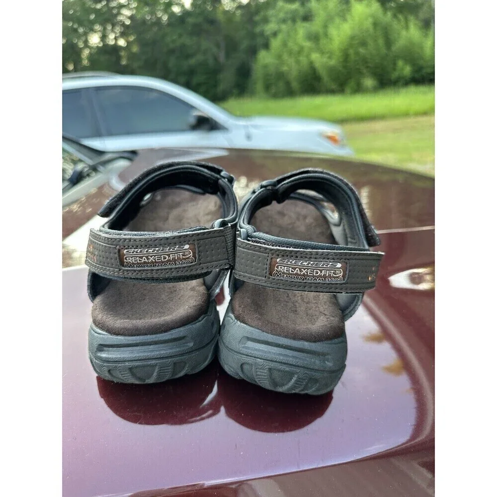 Skechers Brown Men's Sz 9 Relaxed Fit Memory Foam Sandals Adjustable SN 64487